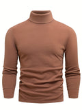 kkboxly  Casual Solid Men's Autumn And Winter Turtleneck Long-sleeved Fit T-shirt