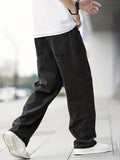 kkboxly  Classic Design Wide Leg Jeans, Men's Casual Street Style Solid Color Denim Pants For Spring Summer