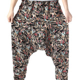 kkboxly  Ethnic Pattern Vintage Cotton Harem Pants, Men's Casual Drop Crotch Jogging Harem Pants For Spring Summer