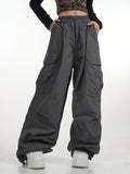 kkboxly  Slant Pockets Straight Leg Cargo Pants, Casual High Waist Pants For Spring & Fall, Women's Clothing