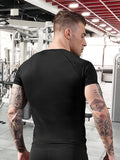 kkboxly  3pcs Men's Solid Compression T-shirt, Active Slightly Stretch Breathable Moisture Wicking Top For Outdoor