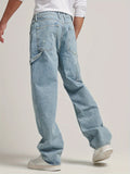 kkboxly Men's Casual Loose Fit Wide Leg Jeans, Chic Street Style Jeans