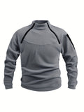 kkboxly  Men's Warm Polar Fleece Sweatshirt, Casual Stretch Sports Tops For Fall Winter