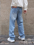 Men's Street Style Loose Wide Leg Denim Jeans, Fashion Trend, Y2K Style, Can Be Paired With Chain Jewelry