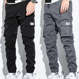 kkboxly  2pcs Casual Side Pockets Drawstring Joggers, Men's Cargo Pants For Spring Summer Outdoor