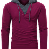 kkboxly  Men's Fashion Hoodies Contrast Color Hooded Sweatshirt For Spring Fall, Men's Clothing