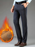 kkboxly Warm Fleece Dress Pants, Men's Formal Stretch Dress Pants For Fall Winter Business