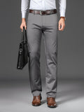 kkboxly  Classic Design Dress Pants, Men's Semi-formal Embroidery Stretch Dress Pants For Fall Winter Business