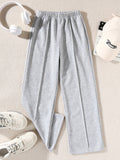 kkboxly  Girls Fashion Solid Color Casual Sports High Waist Wide Leg Pants Straight Leg Pants