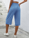 kkboxly  Minimalist Solid Wide Leg Capris, Casual Versatile High Waist Pants For Spring & Summer, Women's Clothing