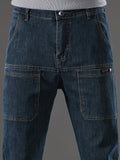 kkboxly  Men's Letter Print Street Style Denim Jeans, Fashion Trend, Can Be Paired With Chain Jewelry