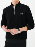 Cotton Blend Men's V Neck Sweatshirt Pullover For Men Fleece Sherpa Lined Sweatshirts For Winter Fall Long Sleeve Tops