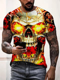 kkboxly Trendy 3D Skull Pattern Print Men's T-shirt, Crew Neck Short Sleeve Tops, Graphic Tee Men's Clothes Summer, Men's Outfits