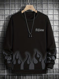 Fire Pattern Print, Men's Sweatshirt, Loose Trendy Pullover, Men's Clothing