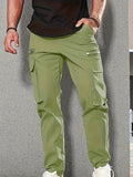 Men's  Trendy Solid Tactical Pants, Casual Multi Pockets Trousers For Outdoor