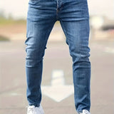 kkboxly Cotton Blend Men's Solid Skinny Stretch Denim Jeans, All Seasons Outdoor, Street Style