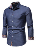 kkboxly  Men's Long Sleeve Denim Clash Shirt