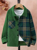 kkboxly  Kids Boys Plaid Corduroy Shirts Long Sleeve Button Down Tops Spring Fall Outwear Shirts Jacket Clothes