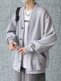 Men's Casual Single Breasted Jacket, Retro Loose Fit Cardigan Sweater Coat