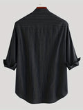 kkboxly  Men's Casual Striped Shirt For Summer Stand Collar Leisure Tops Breathable