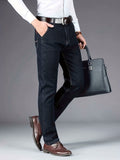 Chic Jeans For Business, Men's Semi-formal Stretch Dress Pants For All Seasons, Father's Gift