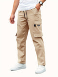 Classic Design Multi Flap Pockets Cargo Pants, Men's Casual Drawstring Cargo Pants Joggers For Autumn Summer Outdoor