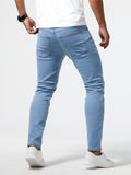 Men's Casual Light Blue Ripped Denim Jeans