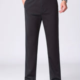 kkboxly  Classic Design Dress Pants, Men's Casual Solid Color Slightly Stretch Dress Pants For Spring Summer Business