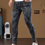 kkboxly  Men's Chic Skinny Jeans, Men's Casual Street Style Distressed Stretch Denim Pants