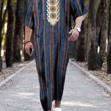 kkboxly  Ethnic Style Arab Muslim Robe Shirt Dress For Men - Long Sleeves, Loose Fit, Casual And Comfortable