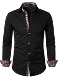 Trendy Paisley Binding Print Men's Casual Button Up Long Sleeve Shirt, Men's Clothes For Spring Summer Autumn, Tops For Men