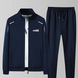 kkboxly  Two Piece Outfits For Men, Men Classic Design Zipper Up Jacket And Sweatpants Drawstring Pants