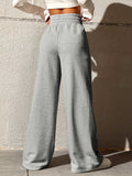 kkboxly  Drawstring Loose Solid Pants, Casual Wide Leg Long Length Pants, Women's Clothing