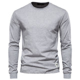 kkboxly  Men's Basic Solid Cotton O-neck Long Sleeve T-Shirt