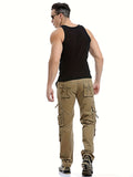 kkboxly  Men's Casual Multi Pocket Pants, Chic Cargo Pants For Outdoor Activities