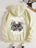 kkboxly  Skeleton Pattern Zip Up Hoodie, Men's Casual Stretch Hooded Sweatshirt Sportswear