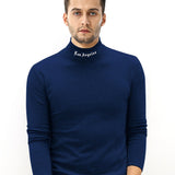 kkboxly Men's Turtleneck Long Sleeve T-Shirt, Casual Stretch Sports Tops For Spring Fall