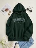 Los Angeles Letter Print Drawstring Hoodie, Casual Long Sleeve Pocket Sweatshirt, Women's Clothing