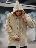 kkboxly  Men's Ethnic Hooded Coat Casual Long Sleeve Hoodies With Button Gym Sports Hooded Jacket