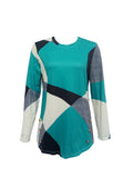 kkboxly  Color Block Patchwork Stitching Crew Neck T-shirt, Casual Long Sleeve T-shirt For Spring & Fall, Women's Clothing