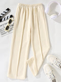 kkboxly  Girls Fashion Solid Color Casual Sports High Waist Wide Leg Pants Straight Leg Pants