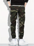 kkboxly  Men's Camo Print Flap Pocket Cargo Pants