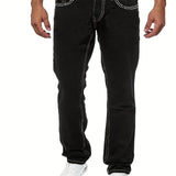 kkboxly  Men's Casual Slim Fit Stretch Jeans, Chic Street Style Distressed Denim Pants