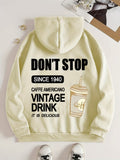 kkboxly  Coffee Drink Pattern Zip Up Hoodie, Men's Casual Stretch Hooded Sweatshirt Sportswear