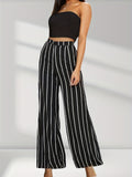 kkboxly  Striped Wide Leg Pants, Elegant High Waist Pants For Spring & Summer, Women's Clothing