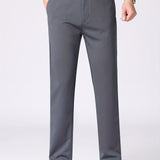 kkboxly  Classic Design Dress Pants, Men's Casual Solid Color Slightly Stretch Dress Pants For Spring Summer Business