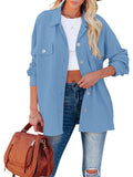 kkboxly  Corduroy Dual Pockets Jacket, Elegant Lapel Long Sleeve Open Front Jacket, Women's Clothing