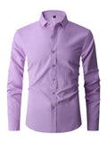 kkboxly  Classic Design Shirt, Men's Semi-formal Button Up Lapel Long Sleeve Shirt For Spring Summer Business