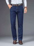 Chic Jeans For Business, Men's Semi-formal Stretch Dress Pants For All Seasons, Father's Gift