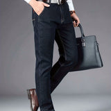 Chic Jeans For Business, Men's Semi-formal Stretch Dress Pants For All Seasons, Father's Gift